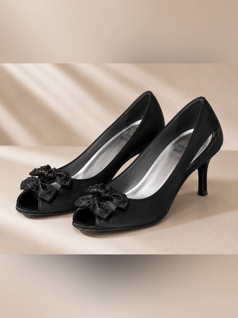 Stuart Weitzman Satin Peep Toe Heels Size 7